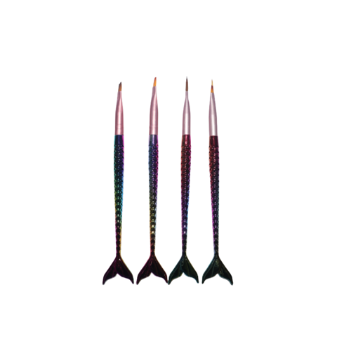 4 Piece Fish Tail Nail Art Brushes